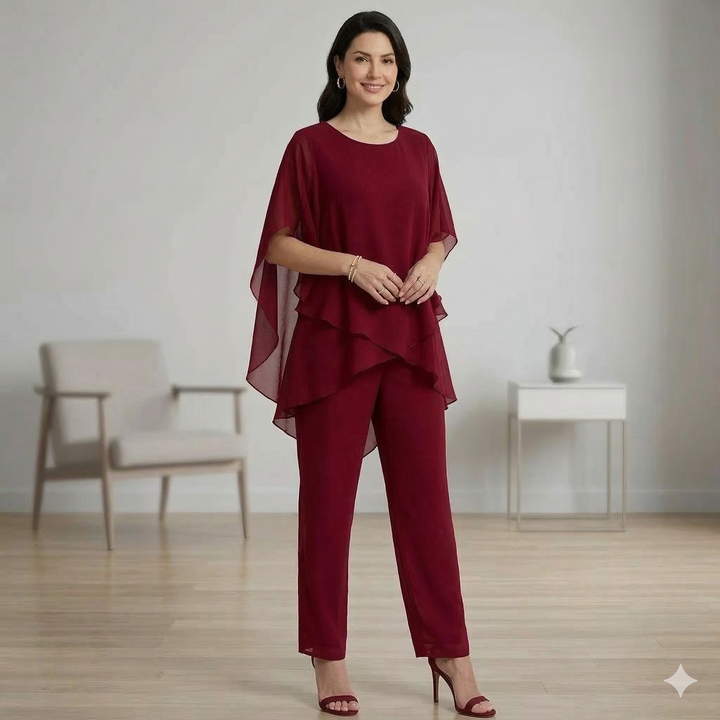 Jessenia - Conjunto de túnica y pantalón en capas