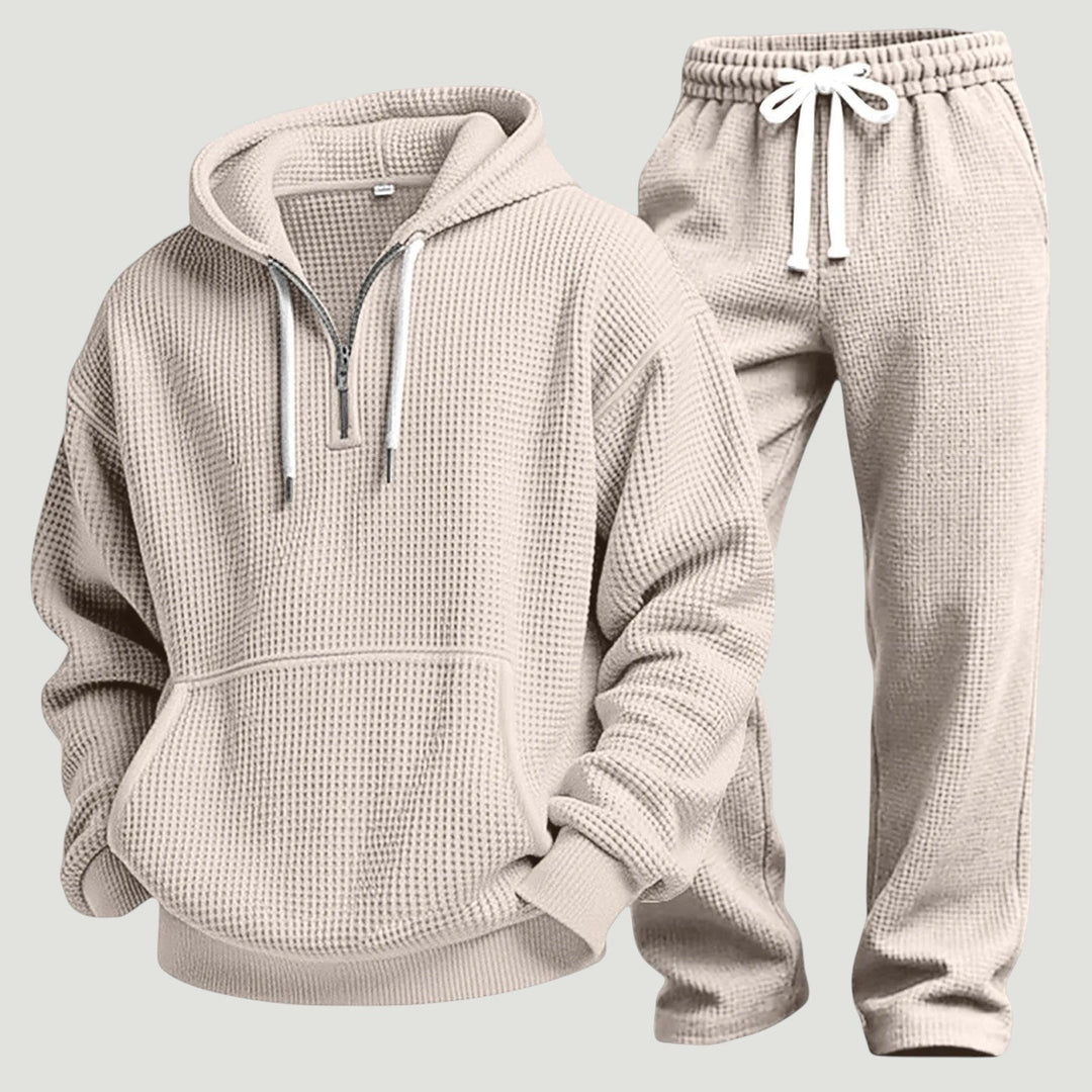 Osric - Conjunto de sudadera de tejido waffle y pantalón jogger