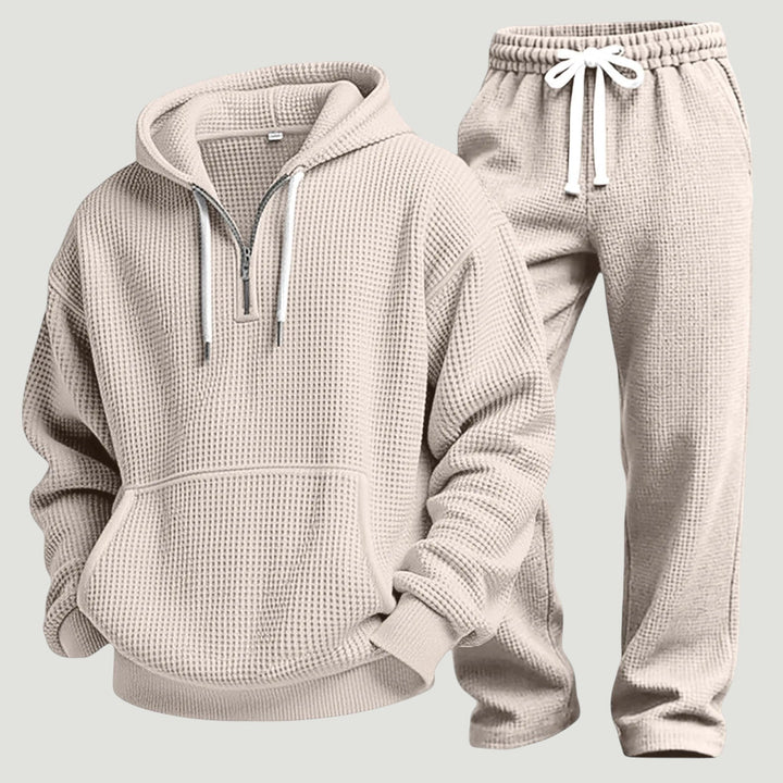 Osric - Conjunto de sudadera de tejido waffle y pantalón jogger