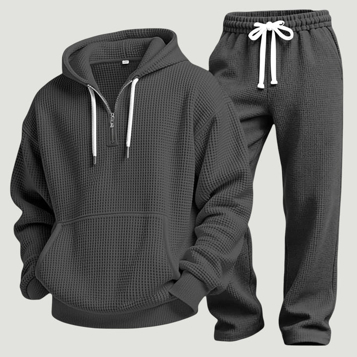 Osric - Conjunto de sudadera de tejido waffle y pantalón jogger