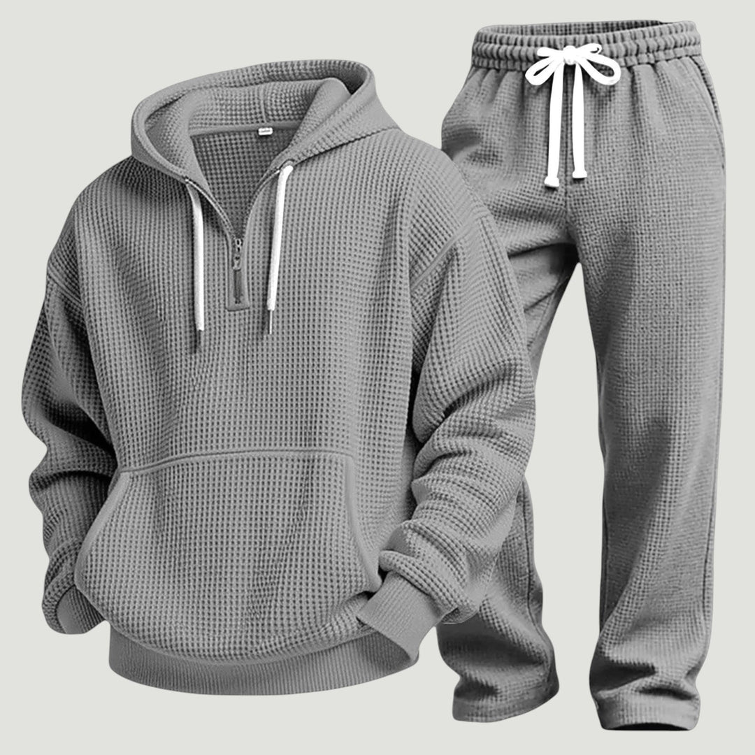 Osric - Conjunto de sudadera de tejido waffle y pantalón jogger