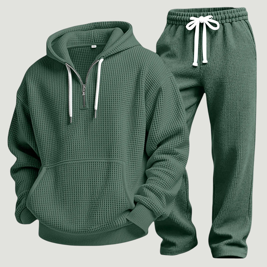 Osric - Conjunto de sudadera de tejido waffle y pantalón jogger