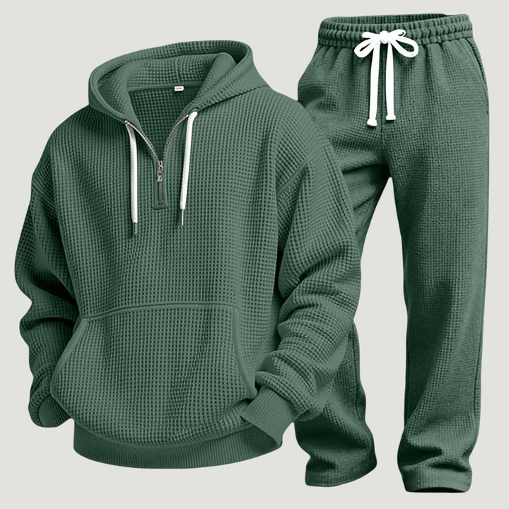 Osric - Conjunto de sudadera de tejido waffle y pantalón jogger