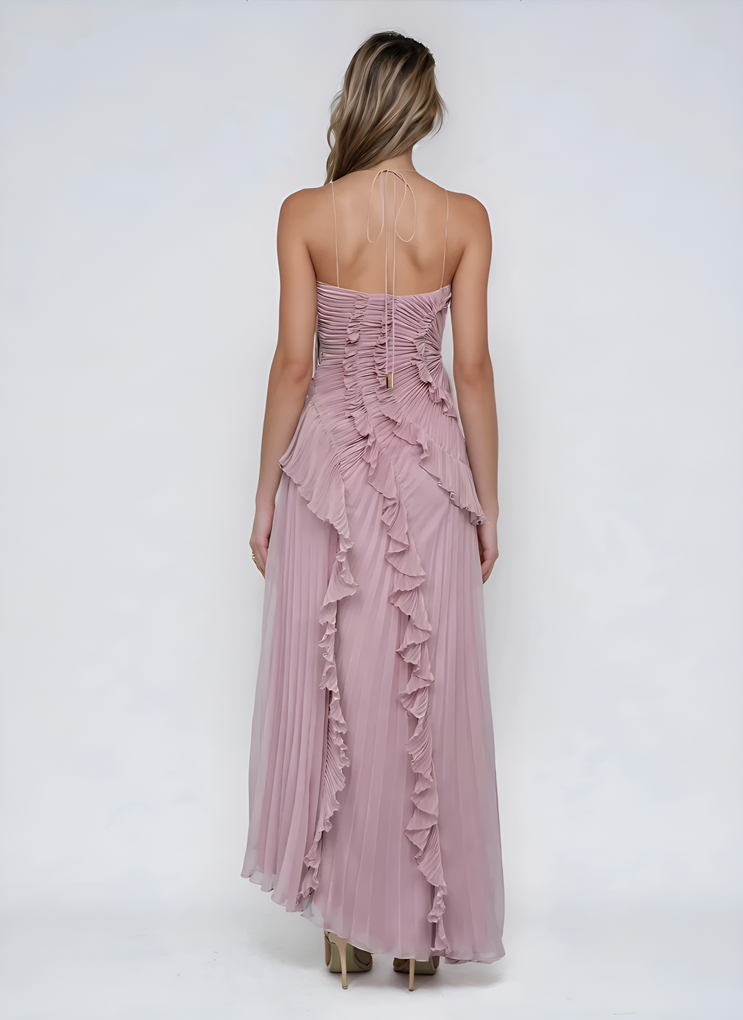 Sancia - Vestido midi plisado con holanes