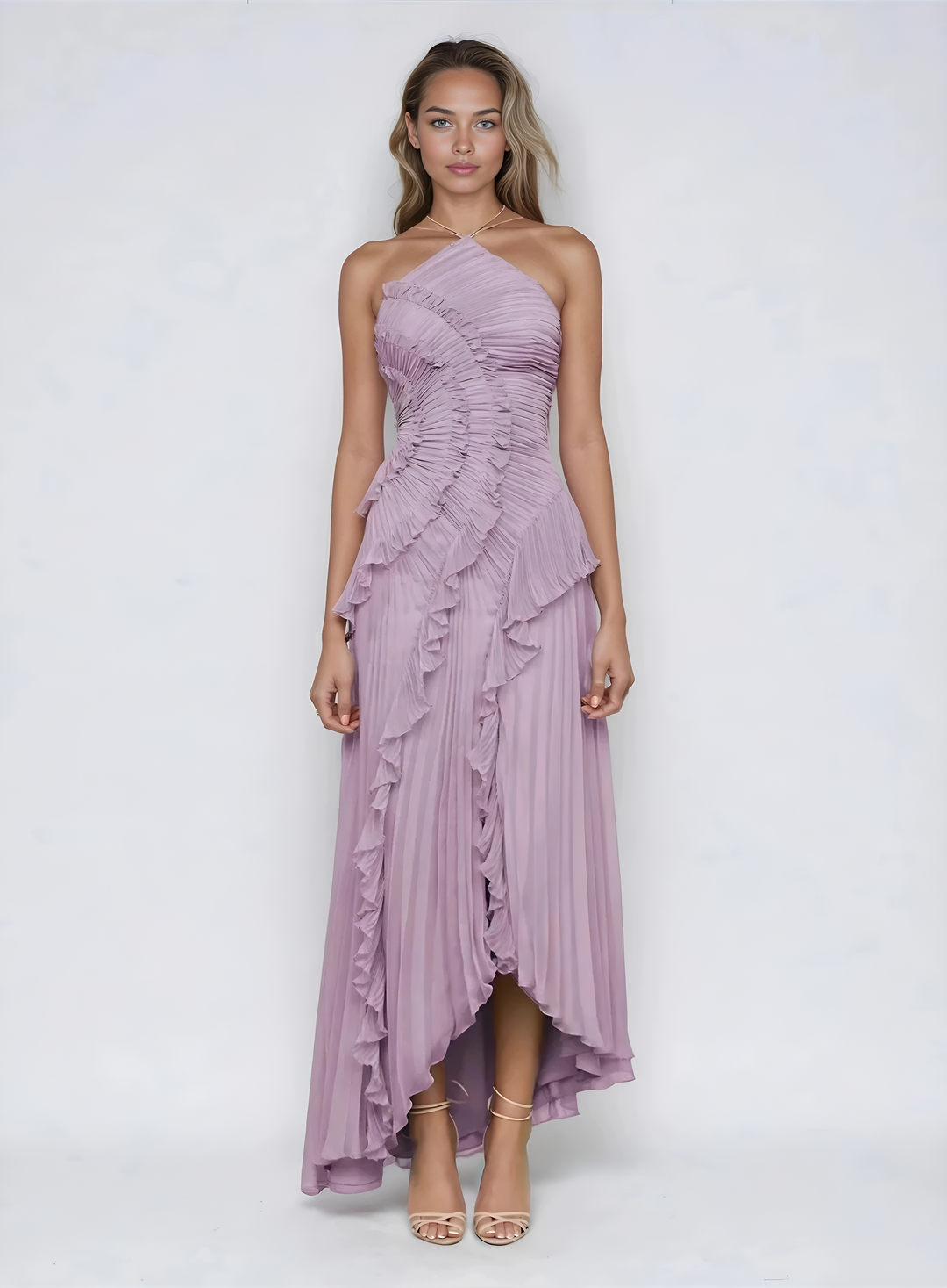 Sancia - Vestido midi plisado con holanes