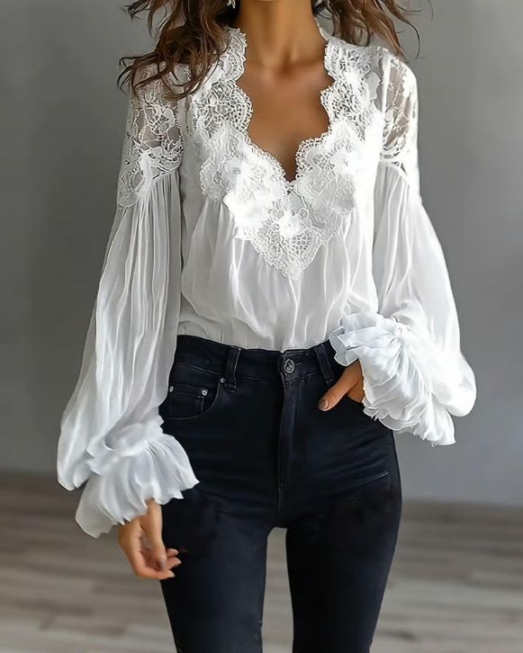 Briseis - Blusa de encaje con manga larga