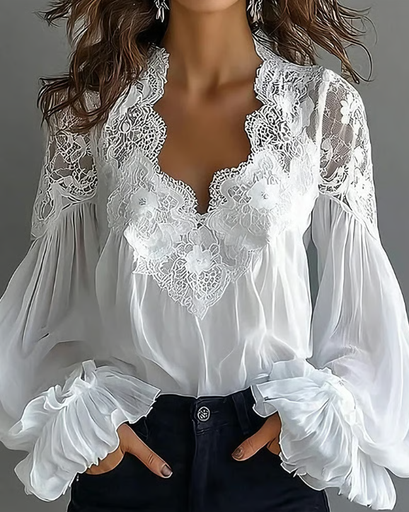 Briseis - Blusa de encaje con manga larga