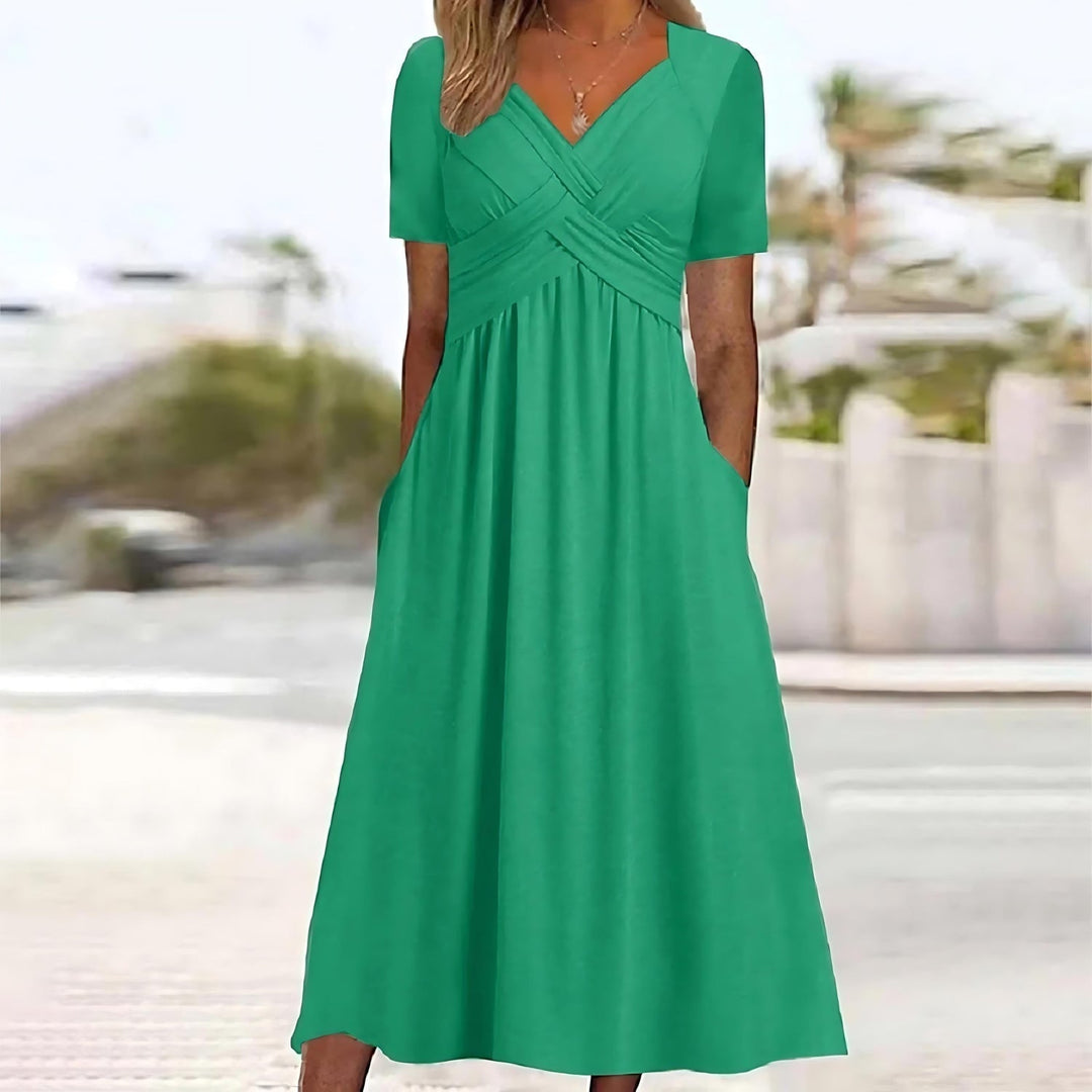 Payton - Vestido midi de corte A, suave al tacto