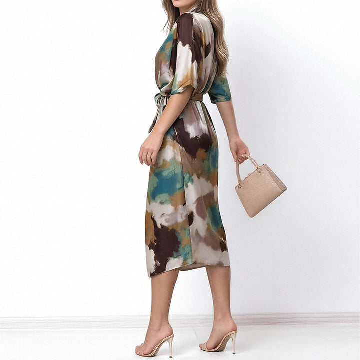 Jelyra - Vestido midi cruzado brillante