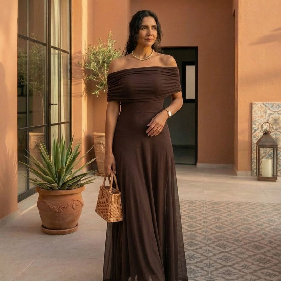 Briallen - Vestido con escote Bardot de tacto suave