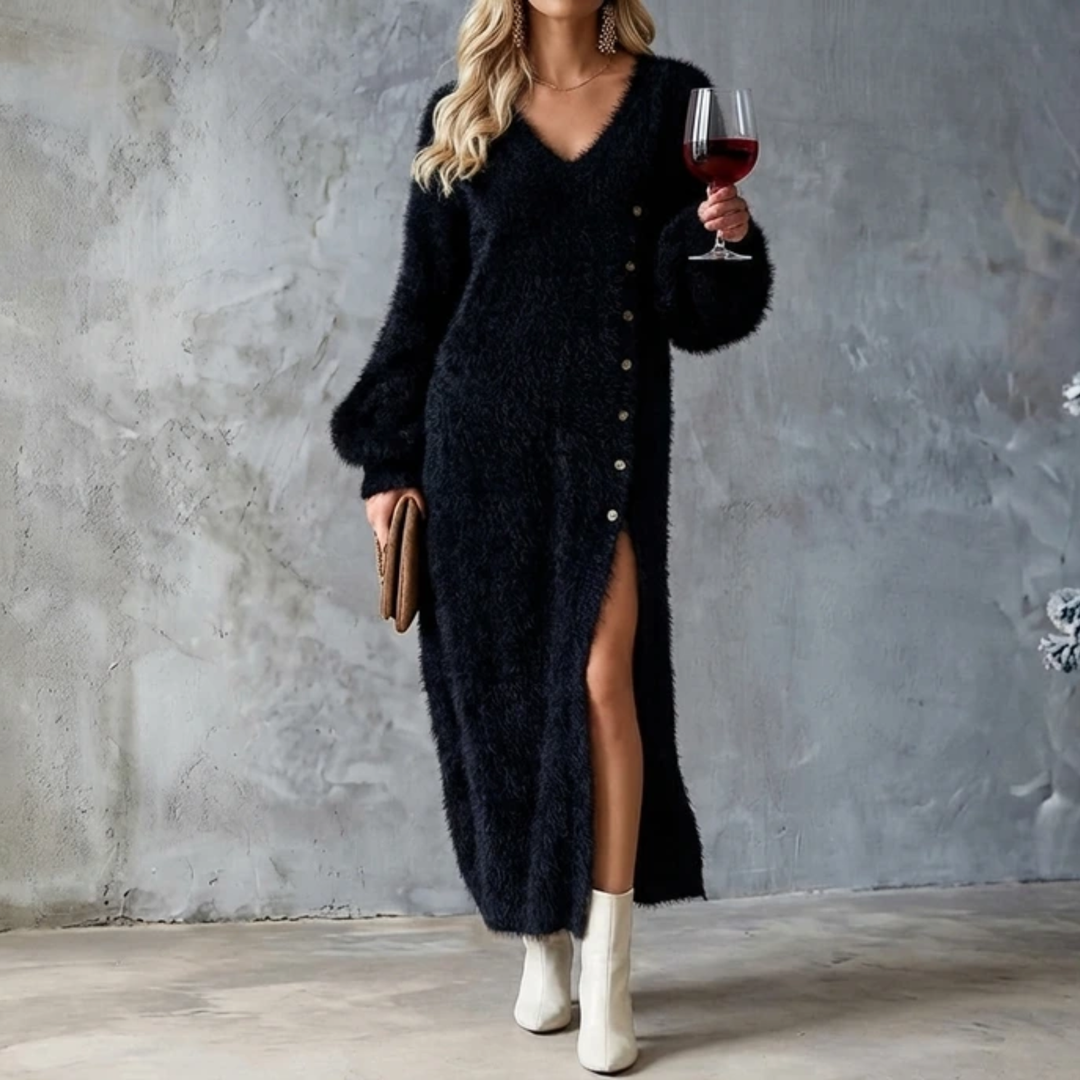 Coravine - Vestido Suéter Casual Estiloso