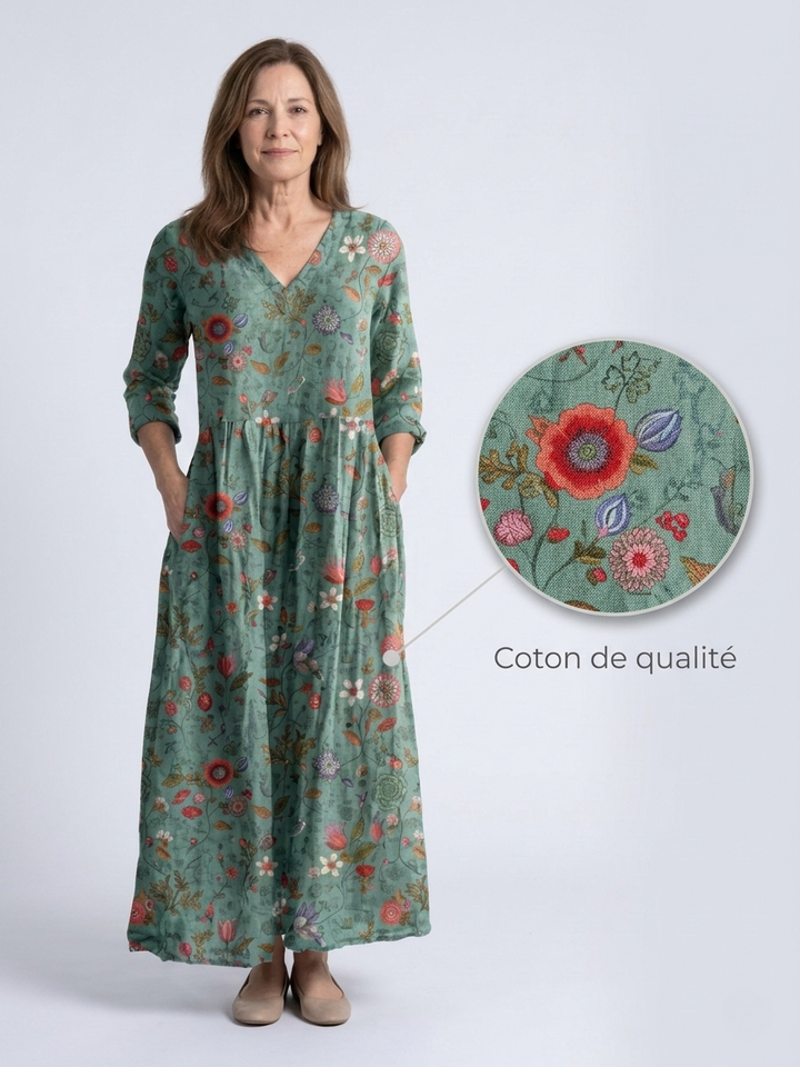 Irinae - Vestido maxi floral de tacto suave