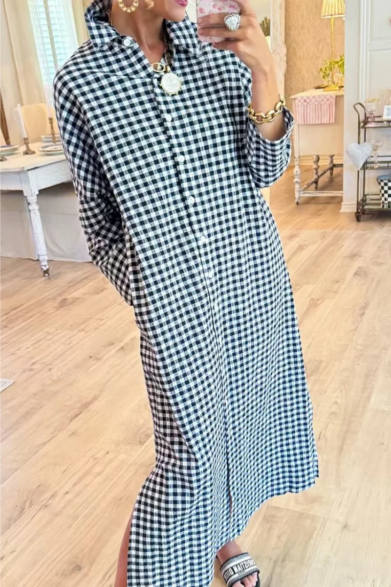 Eveloria - Vestido camisero de cuadros premium