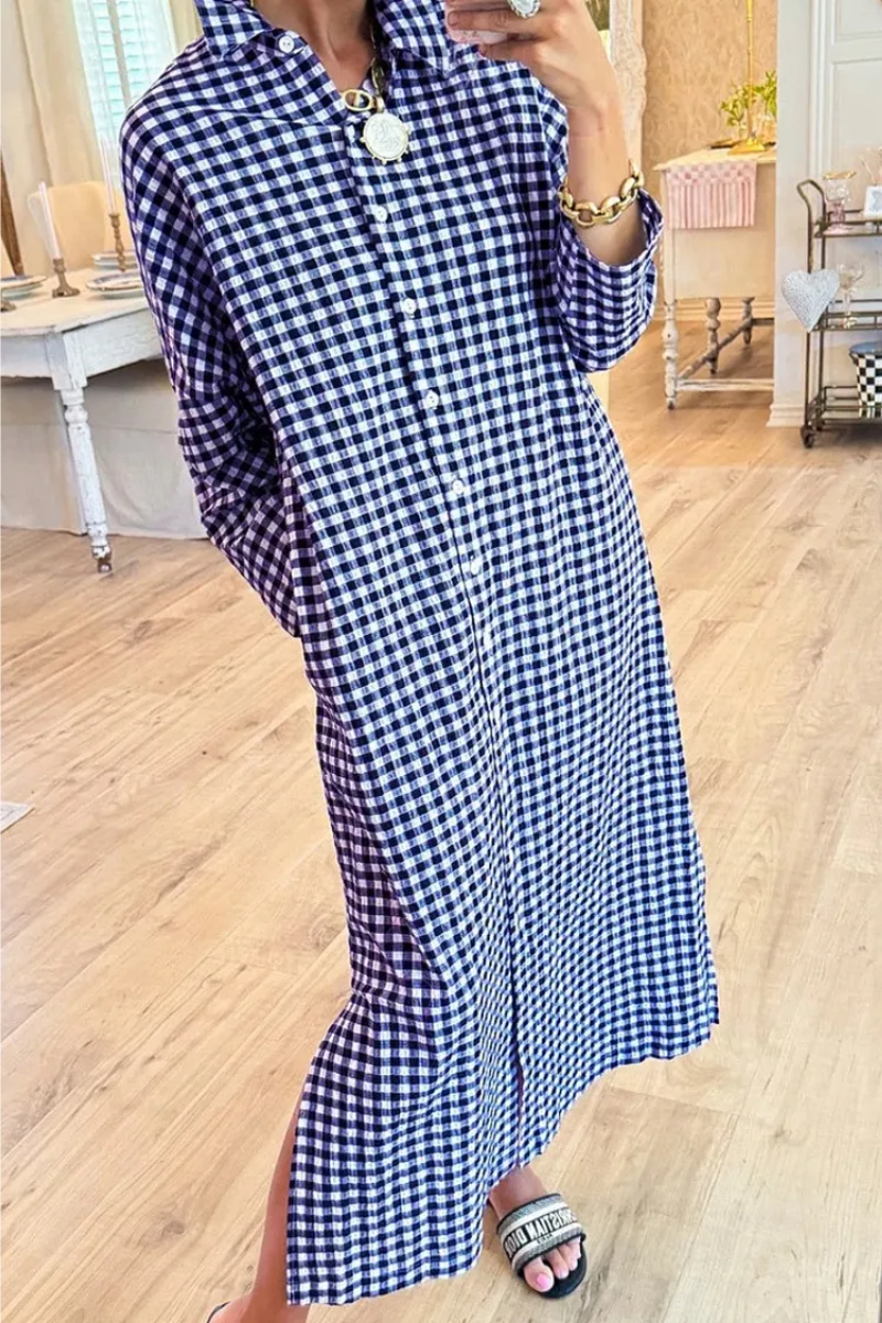 Eveloria - Vestido camisero de cuadros premium