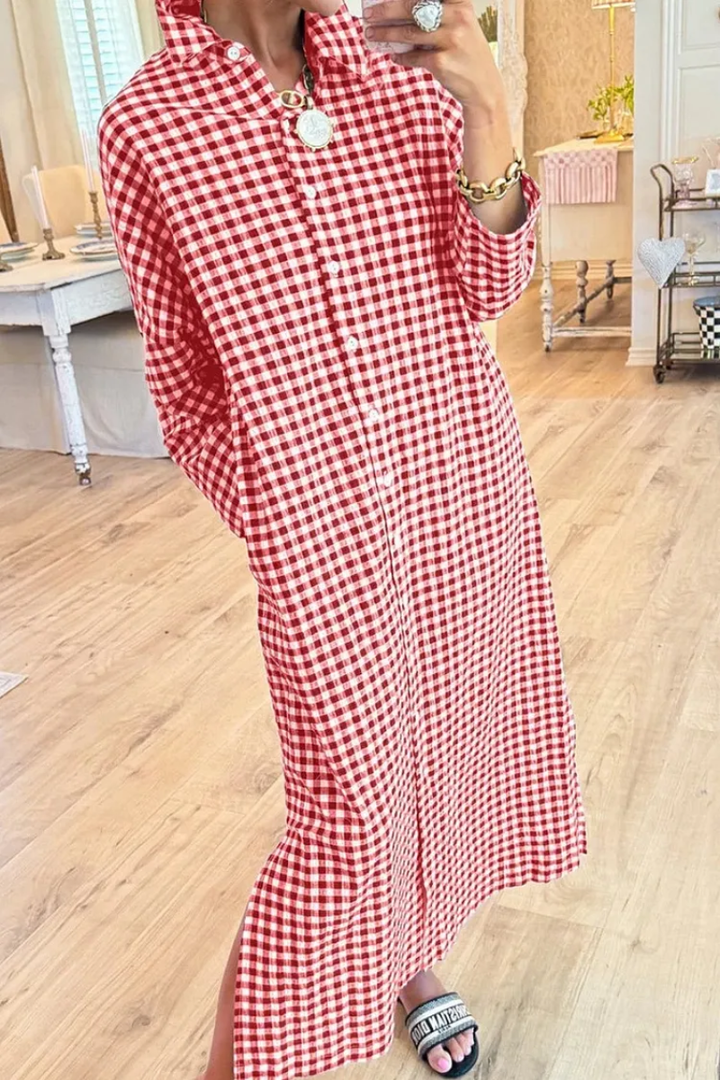 Eveloria - Vestido camisero de cuadros premium