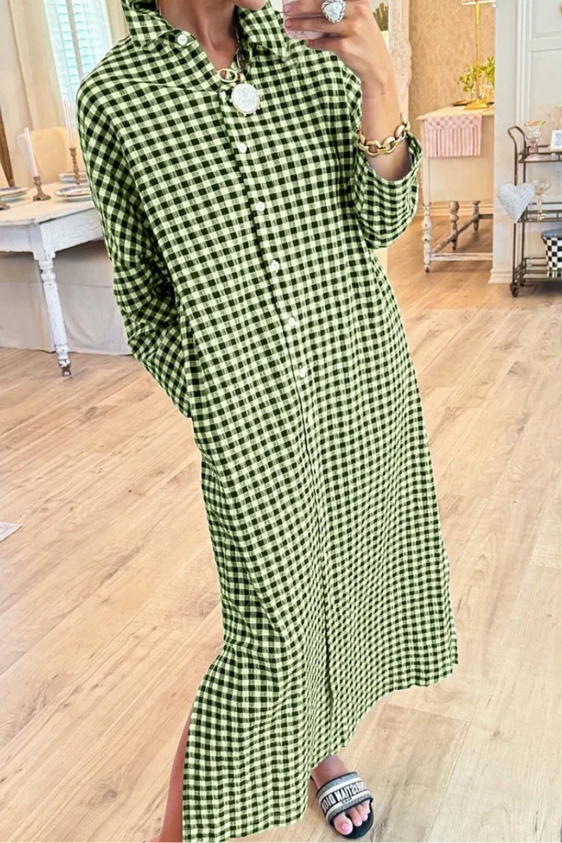 Eveloria - Vestido camisero de cuadros premium