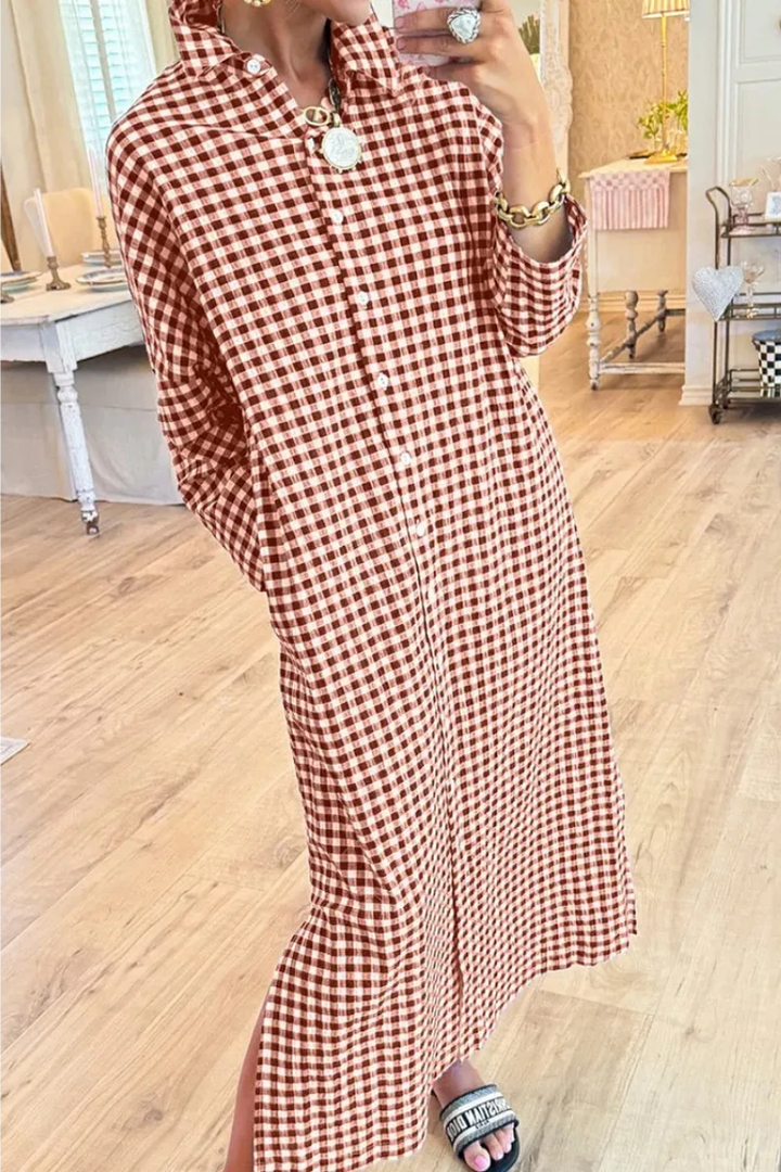 Eveloria - Vestido camisero de cuadros premium