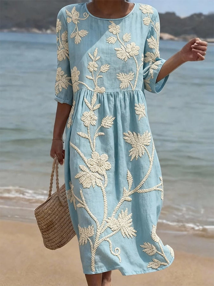 Galene - Vestido midi de lino fresco