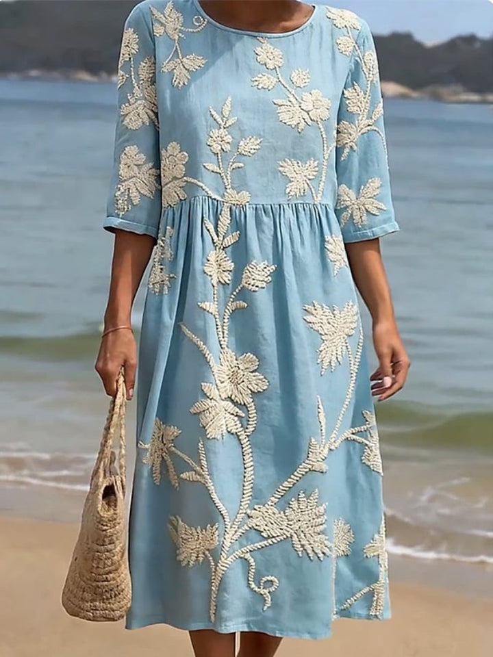 Galene - Vestido midi de lino fresco