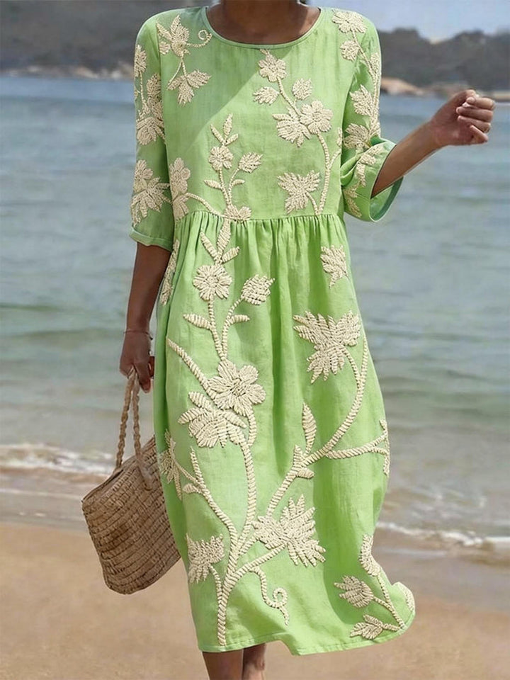 Helena - Vestido midi de lino texturizado
