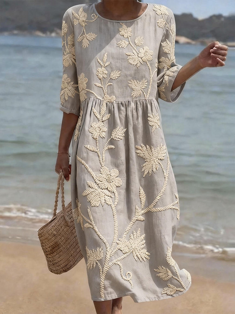Galene - Vestido midi de lino fresco