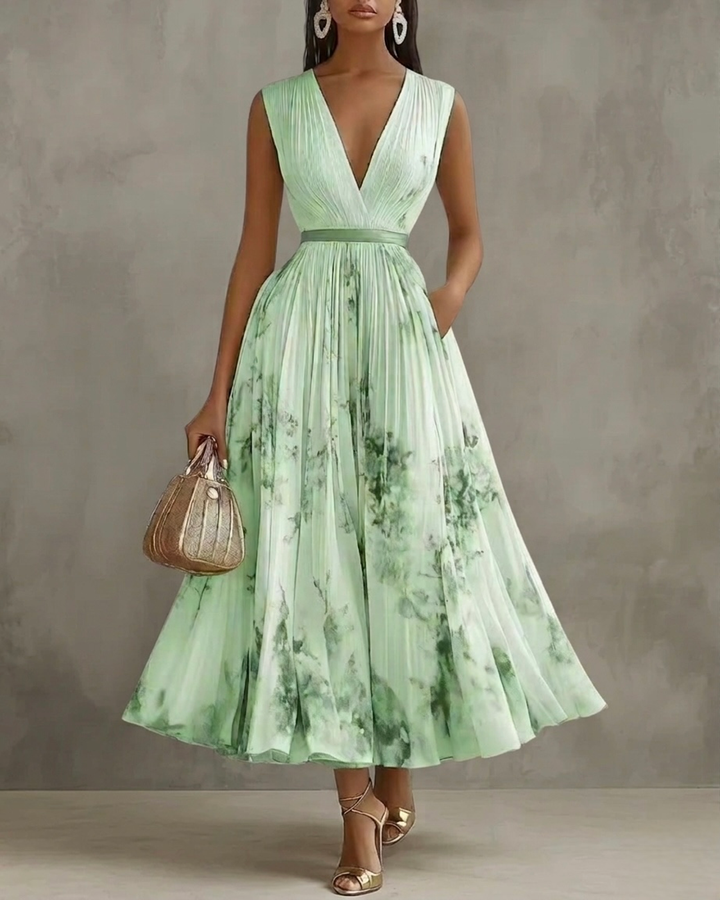 Nadia - Vestido midi plisado con estampado floral