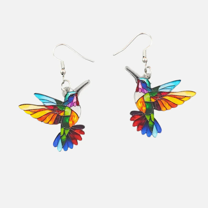 Ravellia - Aretes colgantes de colibríes multicolores
