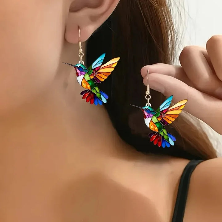 Ravellia - Aretes colgantes de colibríes multicolores
