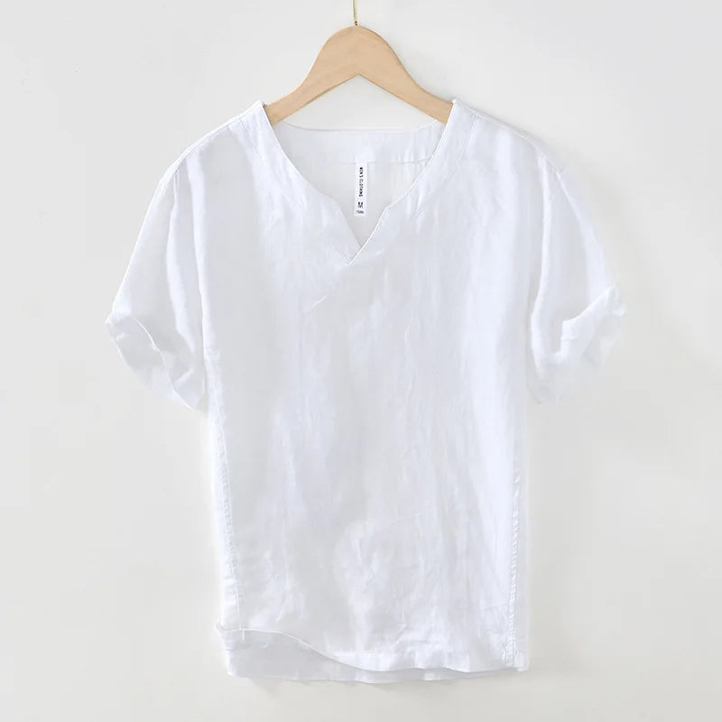 Hynara - Camisa de lino con cuello en V