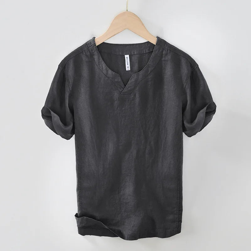 Hynara - Camisa de lino con cuello en V