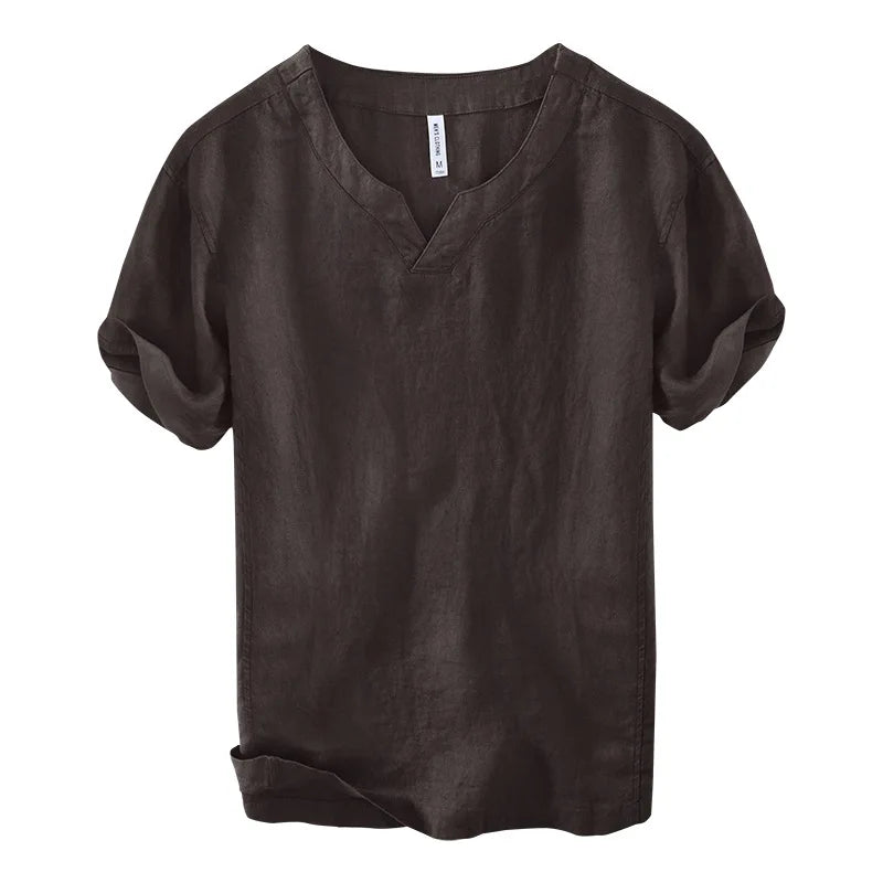 Hynara - Camisa de lino con cuello en V