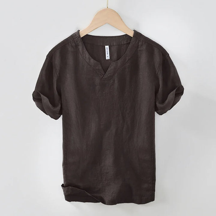 Hynara - Camisa de lino con cuello en V