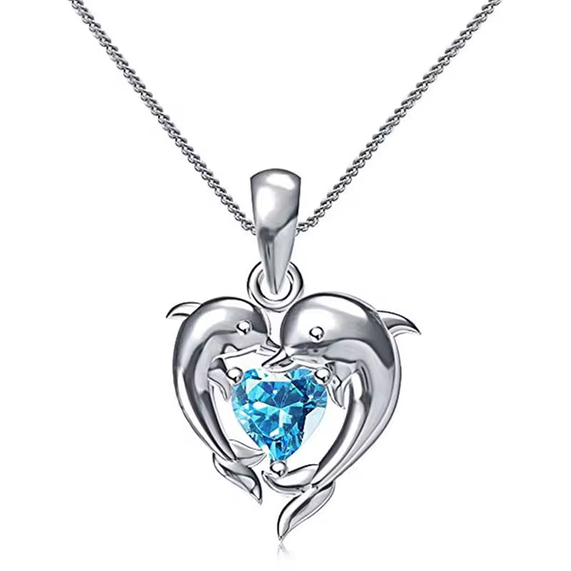 Mirae - Collar con Colgante de Delfín y Corazón