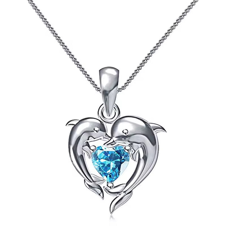 Mirae - Collar con Colgante de Delfín y Corazón