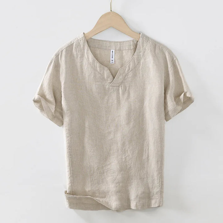 Hynara - Camisa de lino con cuello en V