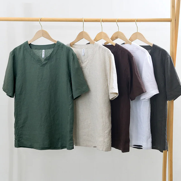 Hynara - Camisa de lino con cuello en V