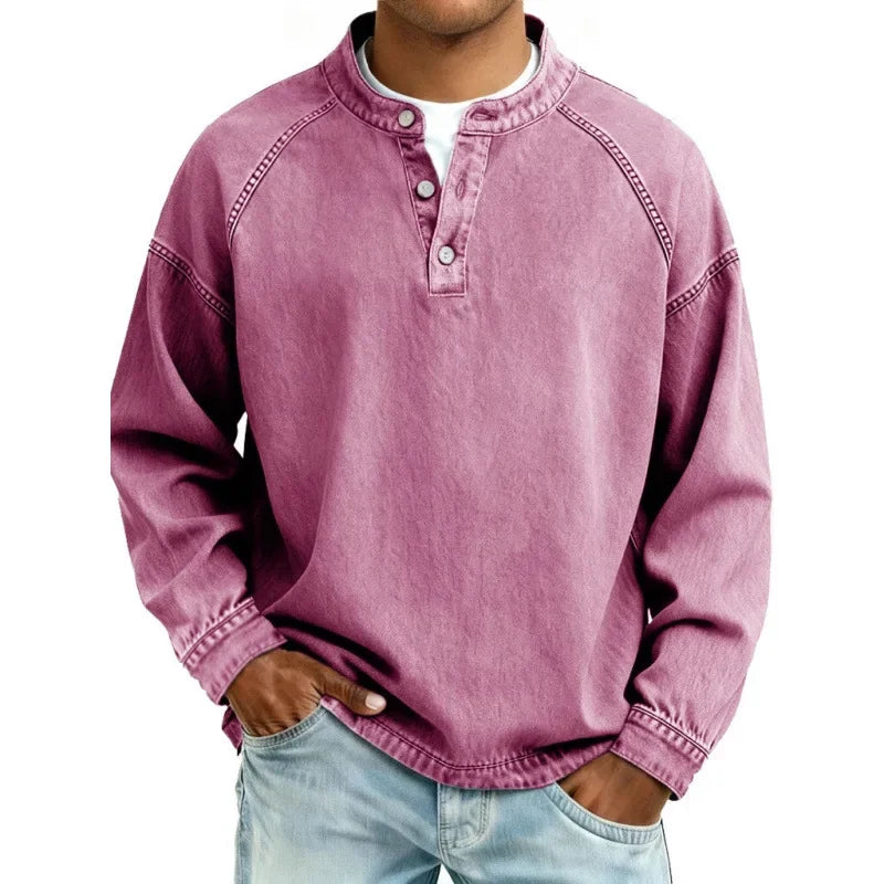 Laren - Camisa de botones estilo vintage de tacto suave