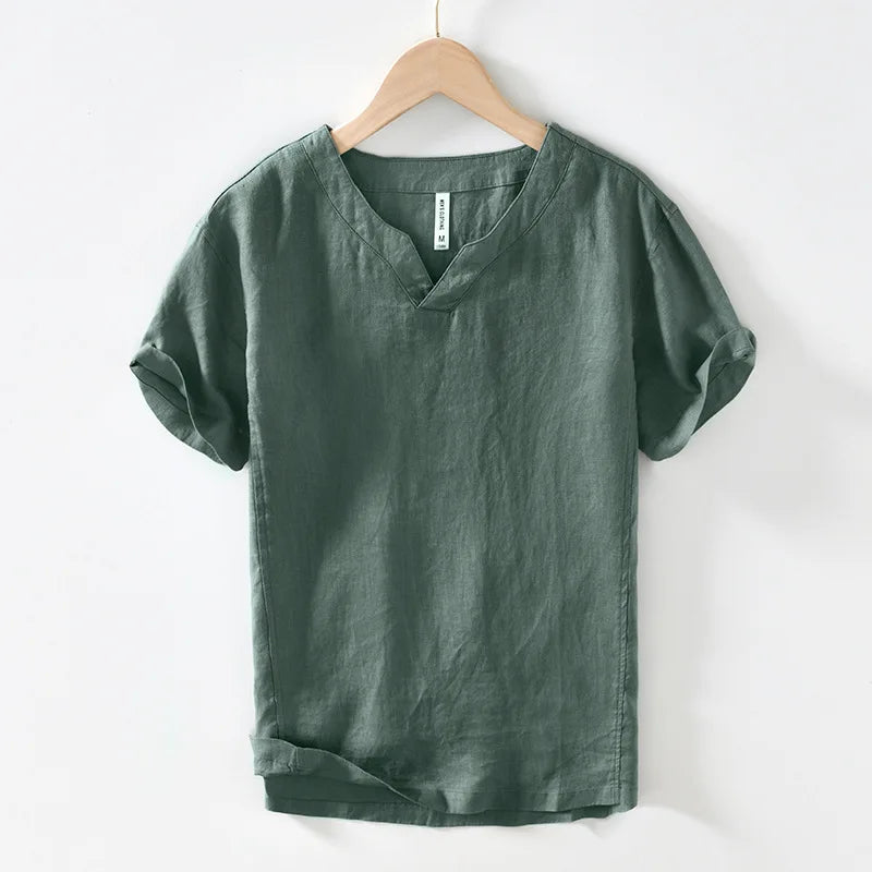 Hynara - Camisa de lino con cuello en V