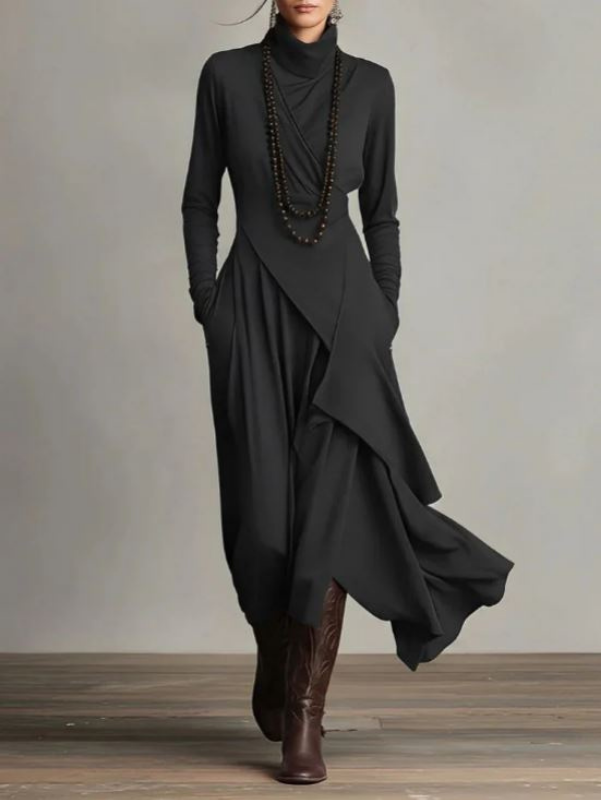 Rylise - Vestido maxi drapeado de tacto suave