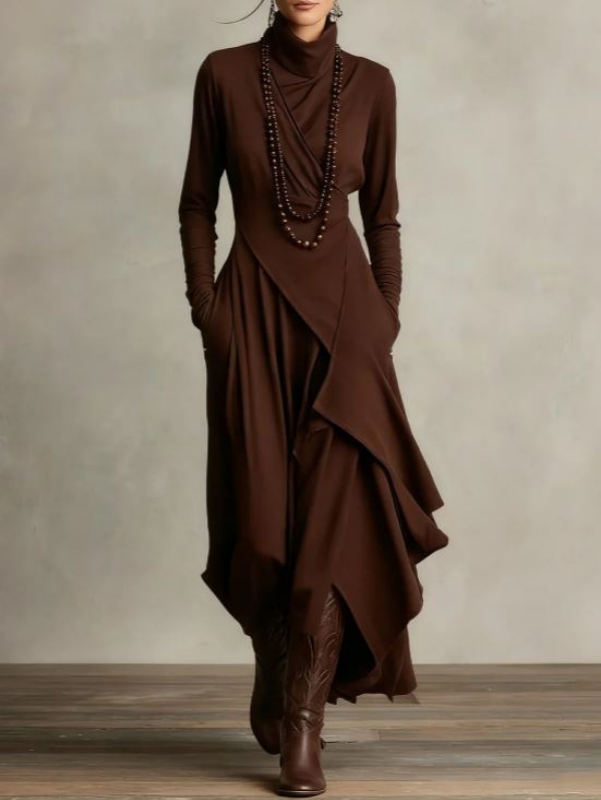 Rylise - Vestido maxi drapeado de tacto suave