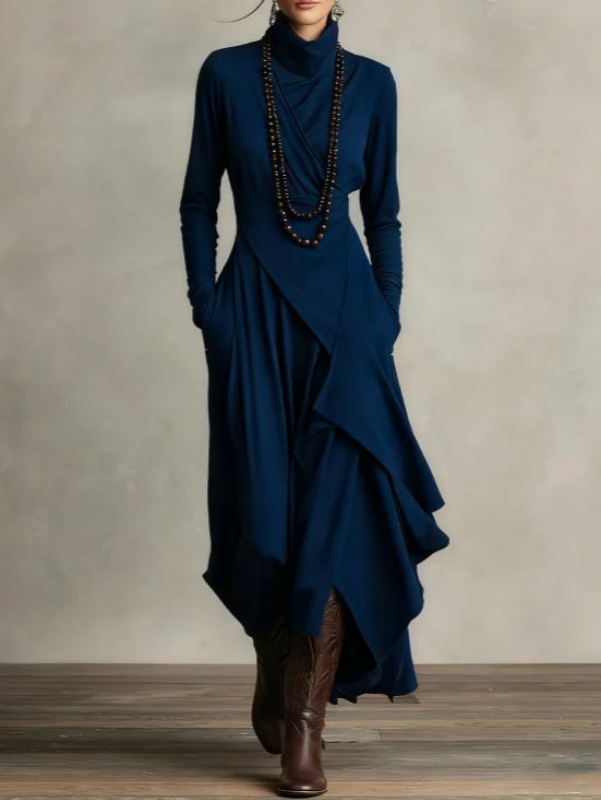 Rylise - Vestido maxi drapeado de tacto suave