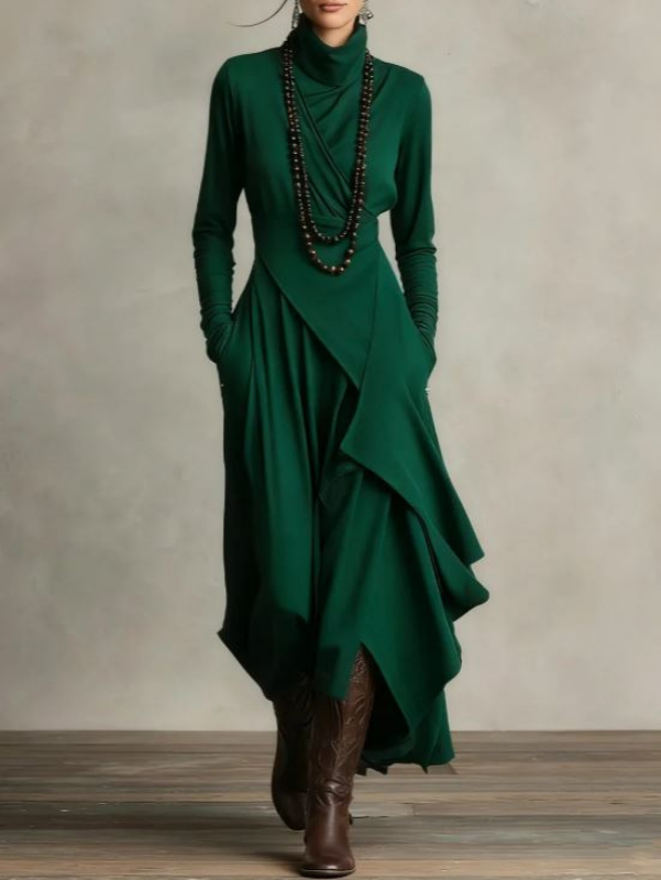 Rylise - Vestido maxi drapeado de tacto suave