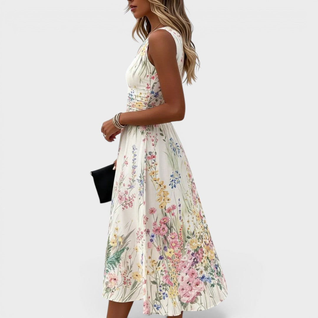 Inara - Vestido midi floral de tacto suave
