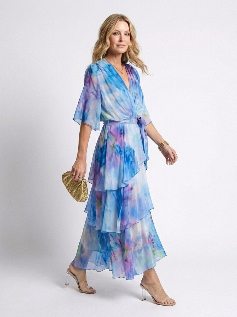 Elsinora - Vestido maxi con capa de tacto suave