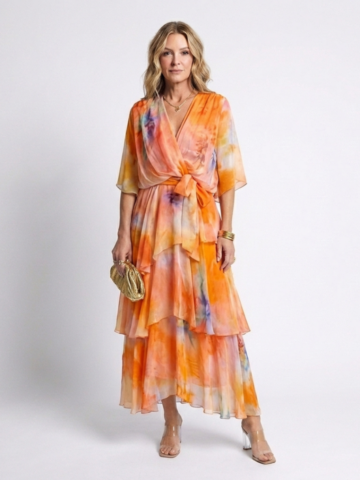 Elsinora - Vestido maxi con capa de tacto suave
