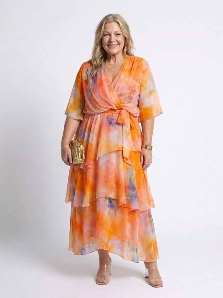 Elsinora - Vestido maxi con capa de tacto suave