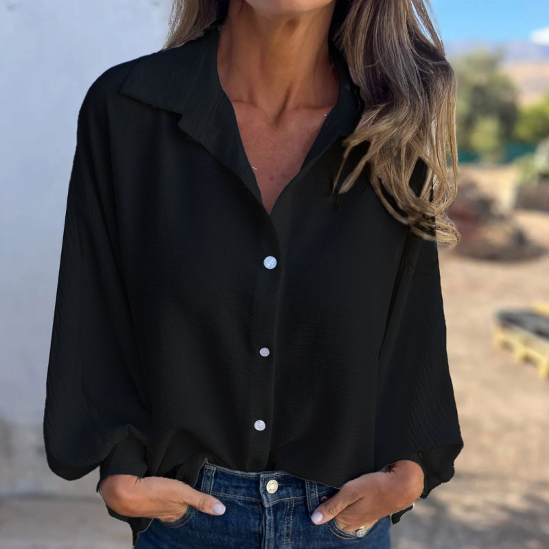 Anthea - Camisa de mangas abullonadas de tacto suave