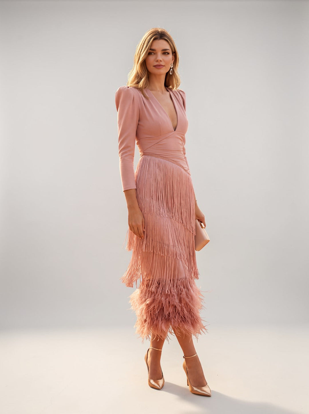 Odelina - Vestido fluido con flecos