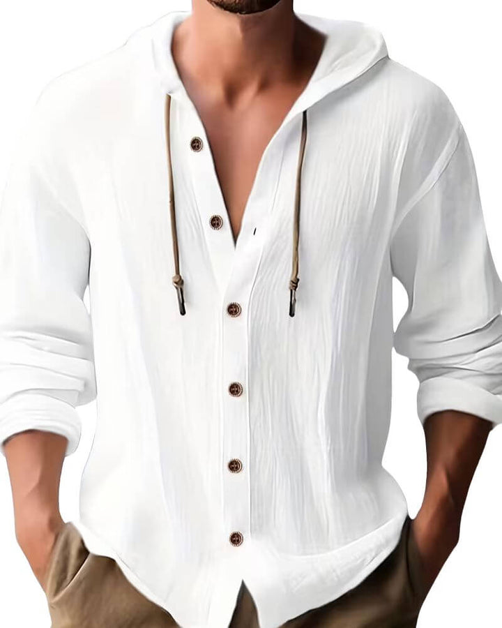Fraser - Camiseta Henley con capucha de tacto suave