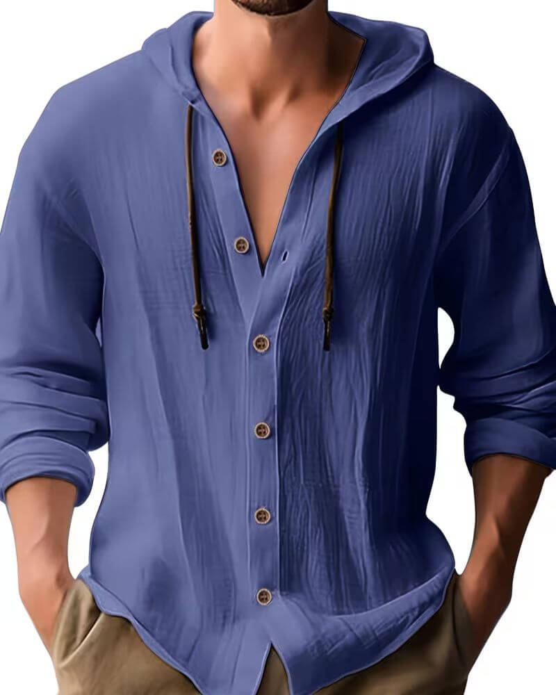 Fraser - Camiseta Henley con capucha de tacto suave